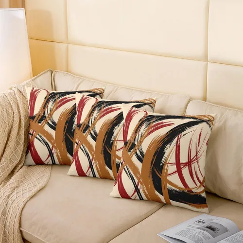Vista 144 de Juego de 2 fundas de almohada abstractas de 16 x 16 pulgadas para niños, niñas, adolescentes, decoración de dormitorio, moderna a rayas, decoración