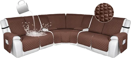Vista 105 de HDCAXKJ Fundas de sofá seccional reclinable 100% impermeable, forma de L, funda de sofá reclinable lavable acolchada suave para mascotas, perro