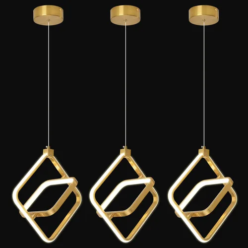 Vista 23 de Lámpara LED moderna con anillo dorado, lámpara colgante de 4000 K, regulable en altura ajustable, iluminación colgante para comedor, cocina, isla