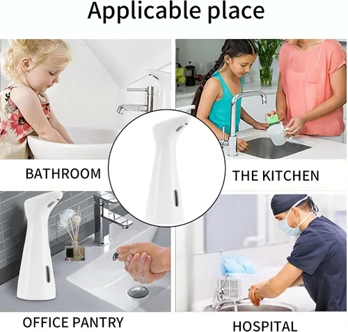 Vista 6 de OUKENS Dispensador automático de jabón, 6.8 fl oz, sensor sin contacto, dispensador de jabón de manos con infrarrojos para baño y fregadero