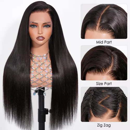 Vista 5 de Hermosa - Pelucas de cabello humano con encaje frontal HD de 13 x 4 pulgadas, prearrancadas con cabello de bebé, densidad 180, transparente, 9A
