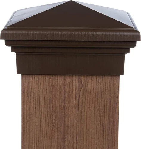 Vista 17 de Tapa de poste piramidal gris de 4 x 4 para postes de 3.5 x 3.5 pulgadas, más común para postes tratados a presión, parte superior cuadrada