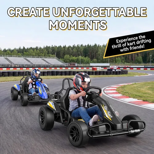 Vista 4 de Hikole 24V Electric Drift Go Kart with Backrest for Kids Ages 6-12, Black