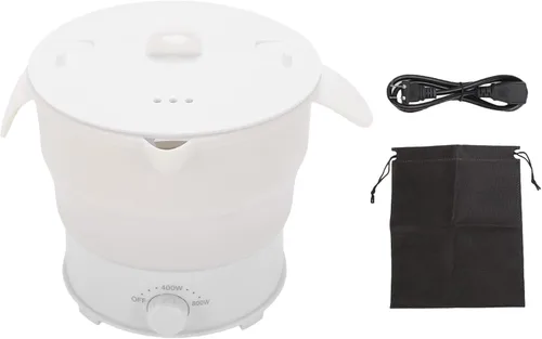 Vista 6 de Diydeg Cocina eléctrica, 800 W, 1.2 L, plegable, mini olla de ramen con estante de vapor, olla portátil de silicona segura, olla rápida para fideos