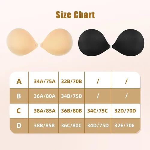Vista 6 de Sticky Push up Bra, Invisible Strapless Bras for Backless Dresses with Reusable Adhesive & Nipple Covers (2 Pairs)