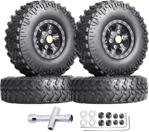 Vista 10 de HobbyPark Ruedas y neumáticos Beadlock de latón 1.0 para Traxxas TRX4M Piezas de actualización Axial SCX24 1/24 RC Crawler Reemplazo (paquete de 4)