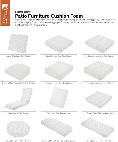 Vista 9 de Classic Accessories Cojín de espuma para silla de patio, 19 x 20 x 4 pulgadas