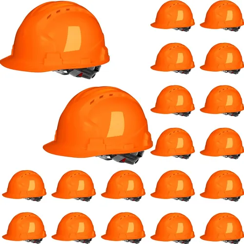 Vista 8 de Leumoi Paquete de 20 cascos de seguridad de suspensión de 4 puntos, cascos de seguridad de ABS con trinquete, cascos de construcción ajustables