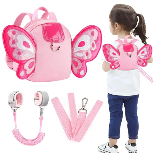 Vista 21 de Accmor Mochila con arnés para niños pequeños con correa, lindas mochilas con dinosaurios con enlace antipérdida en la muñeca, lindas pulseras