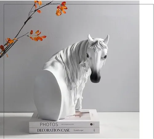 Vista 6 de Escultura china de la estatua del feng shui del estilo chino moderno de la cabeza de caballo de la escultura ornamentos simples de escritorio