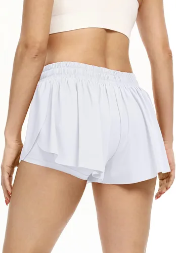 Vista 6 de Blaosn Pantalones cortos atléticos fluidos para mujer, gimnasio, yoga, entrenamiento, correr, pantalones cortos de tenis, falda falda linda, ropa