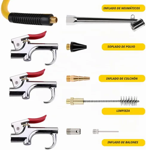 Vista 2 de Kit de accesorios para compresor de aire de 19 piezas con manguera híbrida de 3/8 pulgadas x 25 pies, accesorios de conexión rápida NPT de 1/4
