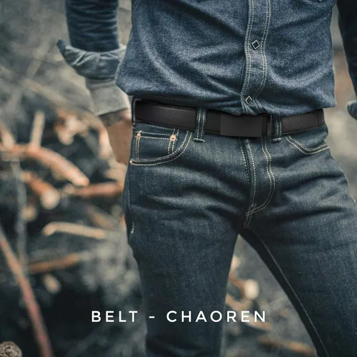Vista 8 de CHAOREN - Cinturón para hombre - Cinturón de trinquete de cuero de 1 3/8 pulgadas para pantalones de vestir - Cinturón micro ajustable que se adapta
