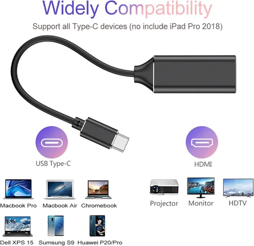 Vista 6 de RayCue Adaptador USB C a HDMI 4K, adaptador USB tipo C a HDMI [compatible con Thunderbolt 3/4] con iPhone 15 Pro/Max, MacBook Pro/Air 2023, iPad