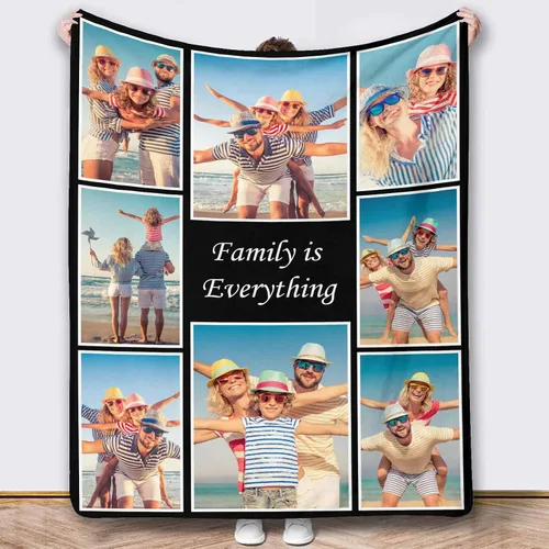 Vista 32 de Mantas de fotos personalizadas, 10 fotos personalizadas, mantas de imagen personalizadas, regalos para hermana, papá, mamá, hija, hijo