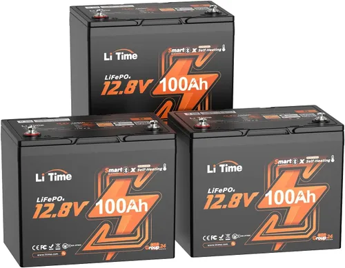 Vista 18 de Litime Batería de litio Xtra-Mini LiFePO4 de 12 V 100 Ah con Bluetooth y BMS de 100 A, mini batería de litio de 12 voltios, máximo 15000 ciclos
