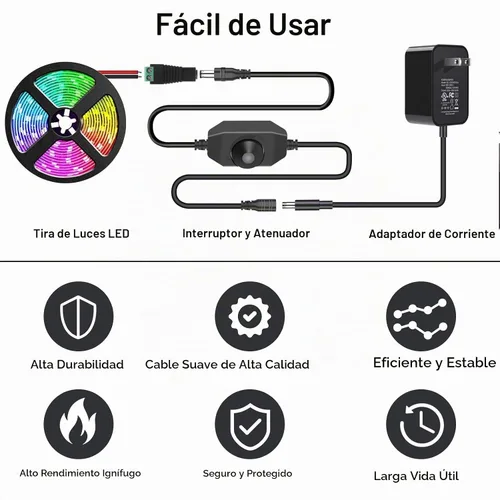 Vista 5 de Adaptador de corriente de 12 V 3 A con interruptor de atenuación, fuente