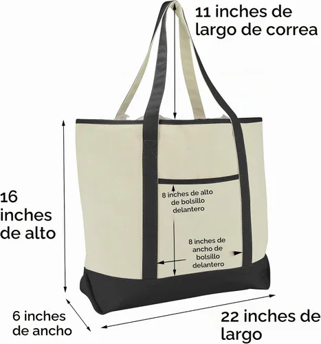 Vista 7 de Bolsa de mano de lujo con parte superior abierta de 22 pulgadas con bolsillo exterior Negro