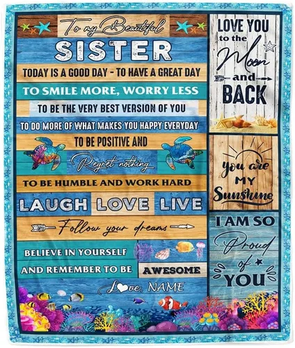 Vista 29 de Manta personalizada con texto en inglés «To My Sister from Brother I Love You Hugs» (texto en inglés) con texto en inglés «To My Sister», «I Love