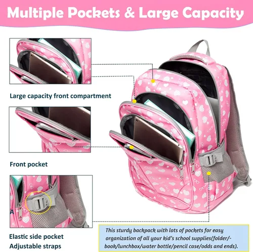 Vista 2 de BLUEFAIRY - Mochilas para niños y niñas, escuela primaria, jardín de niños