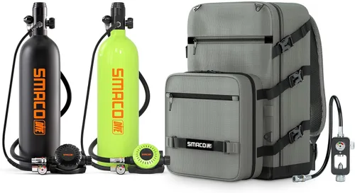 Vista 13 de SMACO Mini tanque de buceo 1.9L Tanque de buceo portátil (2 piezas) Reutilizable Buceo Pony Botella de Respaldo Cilindro de aire de buceo hasta 30