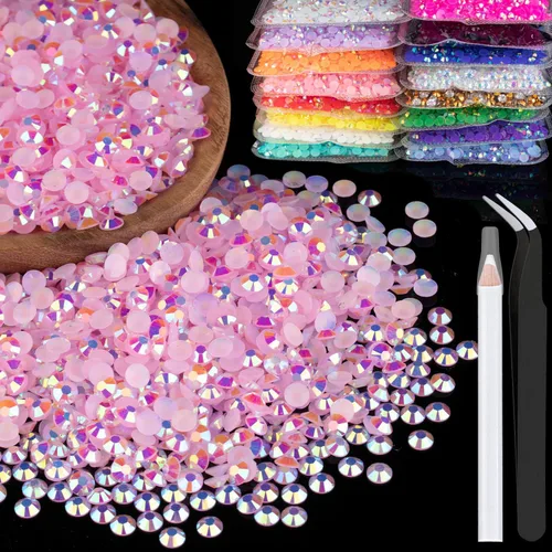 Vista 29 de 5000 piezas de 2mm de strass de resina a granel, strass de gel negros con parte posterior plana y redonda para embellecer sin termoadhesión, gemas