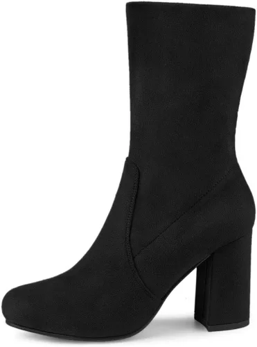 Vista 8 de Allegra K Botines plegables con tacón de bloque y punta redondeada para mujer