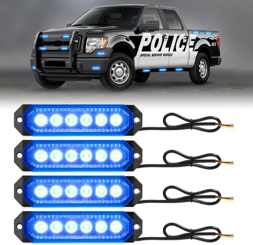 Vista 17 de HLauto Luces Estroboscópicas de Rejilla de Emergencia 406T: 4 Piezas de 6 LED con Función de Sincronización, Luz Intermitente de Advertencia de Ámbar