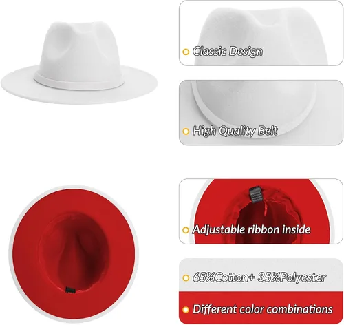 Vista 3 de KUJUHA Women Men Wide Brim Fedora Hat