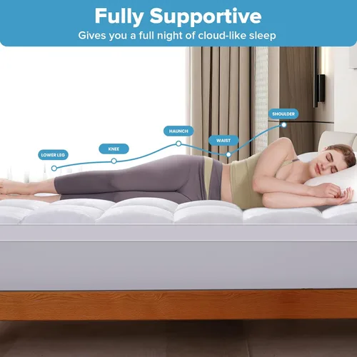 Vista 5 de VALUXE Cubrecolchón tamaño individual XL, extra grueso, funda de almohada refrescante de plumón alternativo, protector de colchón suave