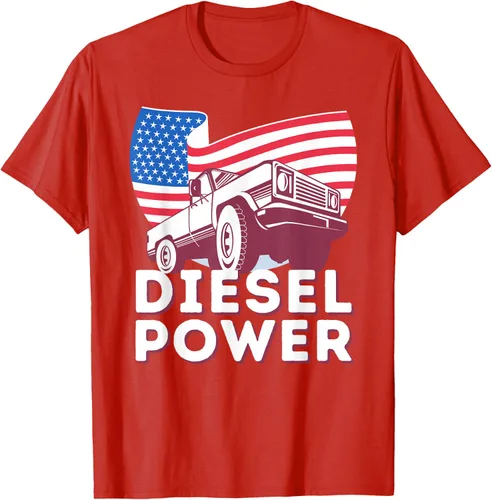 Vista 47 de Diesel Power American Flag - Camiseta de camioneta de mecánico diésel, Negro, S