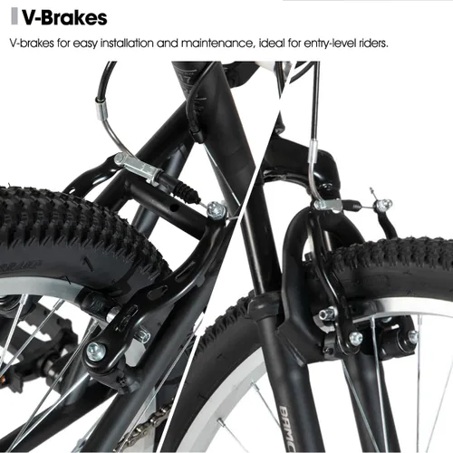 Vista 5 de Hiland Bicicleta de montaña de suspensión completa para hombre, 18 velocidades, rueda de 26 pulgadas, bicicleta de doble freno V para hombres