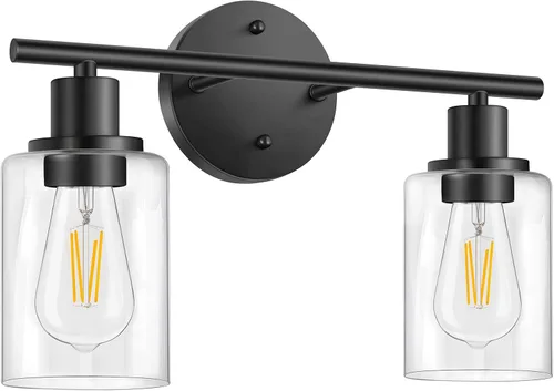 Vista 11 de Lámparas de baño, lámpara de tocador de latón cepillado de 2 luces, apliques de pared dorados, iluminación moderna de pared de baño montada en pared