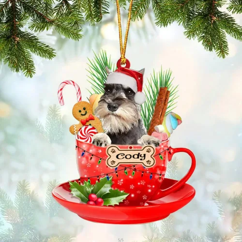 Vista 50 de NAZENTI Adorno personalizado de Alaskan Malamute en taza roja, adorno de Navidad personalizado para perros amantes de las mascotas, colgante