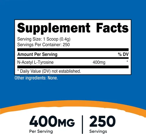 Vista 2 de Nutricost Polvo puro de N-acetil L-tirosina (NALT) 3.53 oz