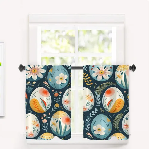 Vista 14 de Cortinas opacas de poliéster multicapa marrón con diseño de bosque natural, 2 unidades, 26 x 24 pulgadas