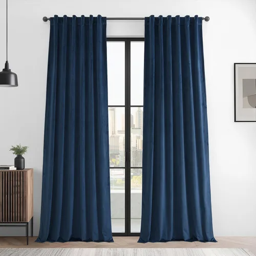 Vista 12 de HPD Half Price Drapes Cortinas Básicas de Terciopelo Deluxe para Oscurecer Habitaciones con Bolsillo para Varilla - Juego de 2 Paneles - Cortinas