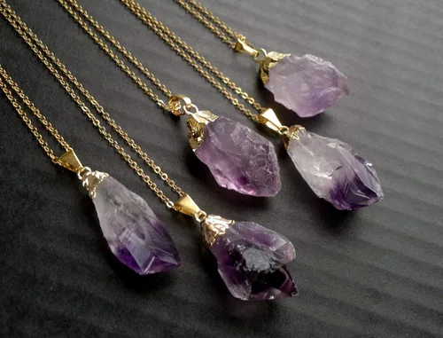 Vista 3 de Collar de plata de ley auténtica con piedras preciosas de amatista y citrino de 18.0in con cristales curativos y piedras de chakra para mujeres