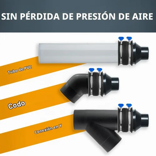 Vista 2 de POWERTEC Reductor de 4 a 2-1/2 pulgadas y manguito flexible con abrazaderas de manguera de llave de acero inoxidable, accesorio de recolección