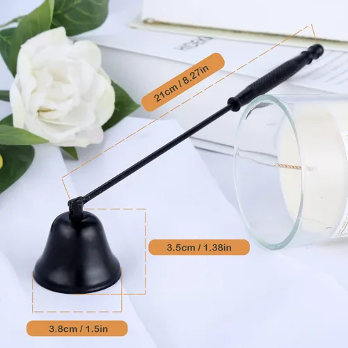 Vista 2 de MUXSAM Snuffer de velas con mango largo, accesorio para velas, 1 unidad de acero inoxidable para apagar velas de forma segura (negro)