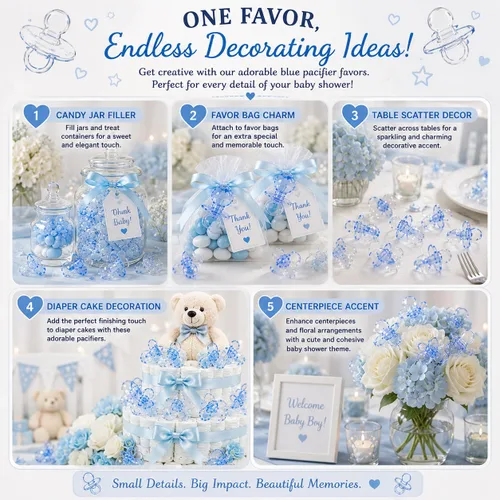 Vista 5 de Chupete de bebé de 2.5 pulgadas para decoración de baby shower (azul, 36 unidades)