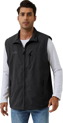 Vista 5 de Gihuo Chaleco de forro polar con forro de sherpa para hombre, chaleco de pesca de invierno para viajes