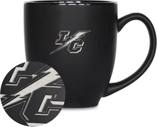 Vista 129 de Rico Industries - Taza de cerámica mate negra con grabado láser estándar de 15oz para NCAA (escuelas T & U) - Para bebidas calientes o frías