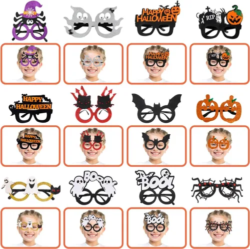 Vista 2 de PARTYWIND Gafas de Halloween para suministros de fiesta de niños, 12 estilos de gafas divertidas de Halloween para fiestas de niños, accesorios