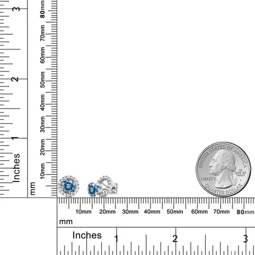 Vista 160 de Gem Stone King Aretes redondos de plata de ley 925 de 0.236 in con piedra natal extraíble para mujer