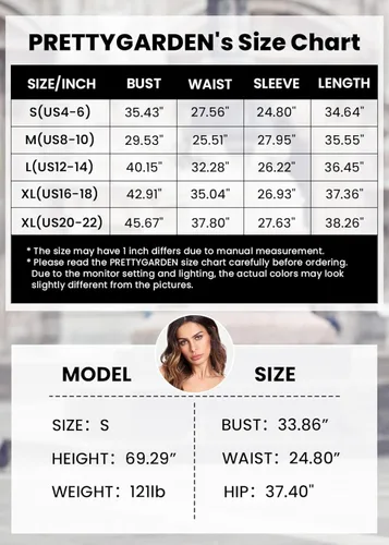 Vista 6 de PRETTYGARDEN Vestido babydoll de manga larga abombada para mujer, casual, cuello cuadrado, cintura elástica, volantes, línea A, mini vestidos