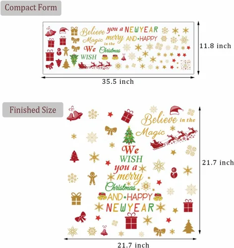 Vista 7 de Calcomanías de pared con citas de Feliz Navidad, calcomanías de vinilo para decoración de pared, calcomanías de ventana de Navidad, calcomanías