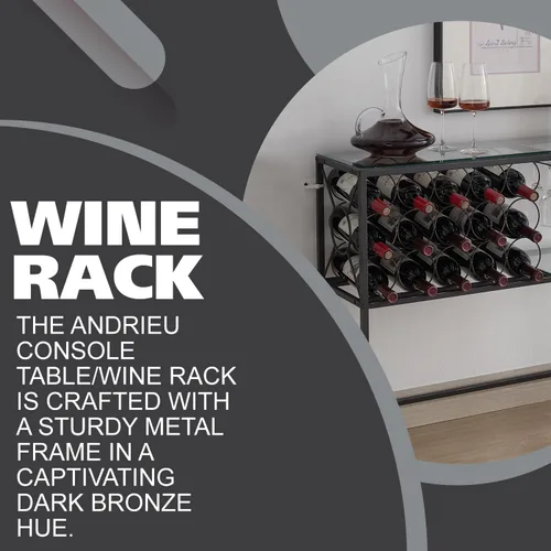 Vista 3 de Kings Brand Furniture - Mesa de sofá de consola con almacenamiento de estante para vinos, gabinete de bar de vinos con estante para vino y soporte