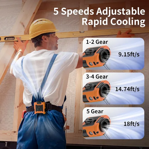 Vista 2 de Socool Ventilador de cintura portátil de 10000 mAh con clip en ventiladores personales recargables, ventilador de camisa de cinturón portátil