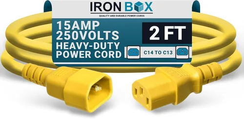 Vista 65 de IronBox Electric - Cable de Alimentación C14 a C13 de Servicio Pesado, 15A, 250V, Cable de Extensión para Computadora 14/3 AWG - Cables